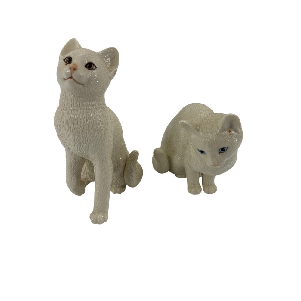 Lenox Cat Figurines Eye to Eye Fascinating Ladybug Cream Porcelain Set‎ of 2